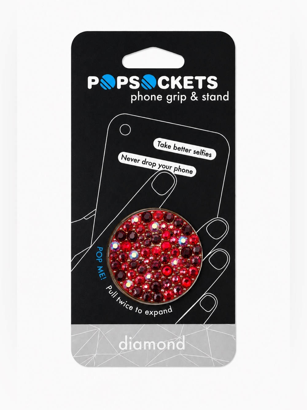 Siam Red & Garnet Red AB Luxe Crystals PopSocket Phone Holder Grip New
